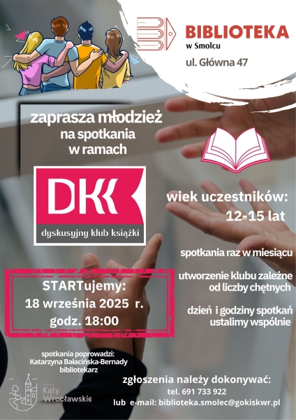 Zaproszenie młodzieży na spotkanie w ramach Dyskusyjnego Klubu Książki.